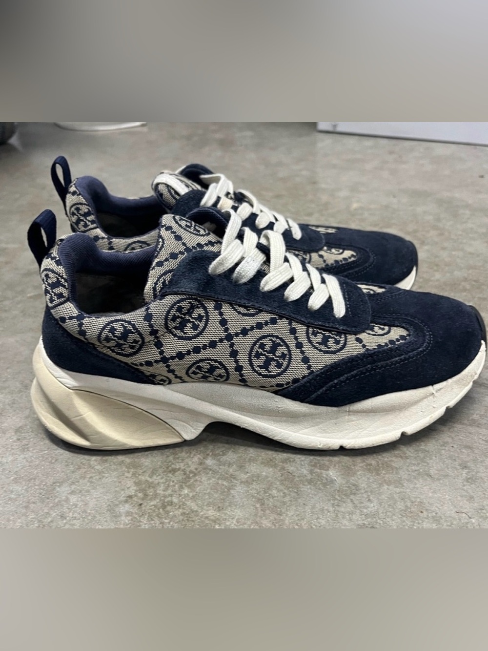 TORY BURCH
T Monogram Good Luck Trainer Sneakers In Navy